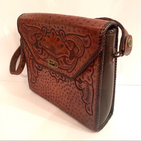 Hand Tooled Leather Front Flap Small Purse - Picture 2 of 8